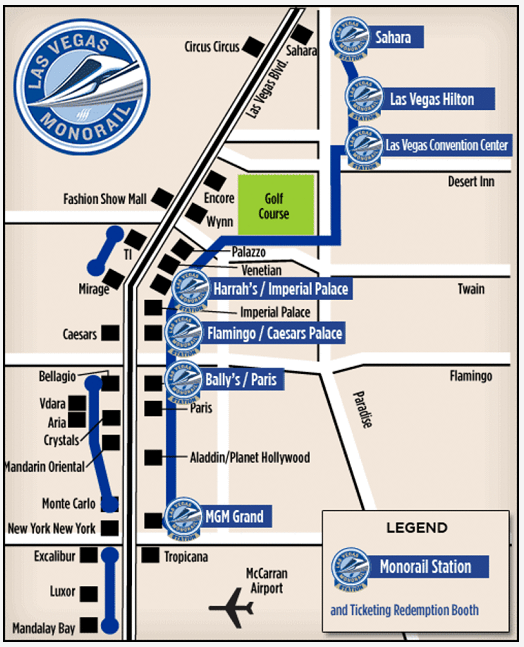 Carte du monorail de Las Vegas